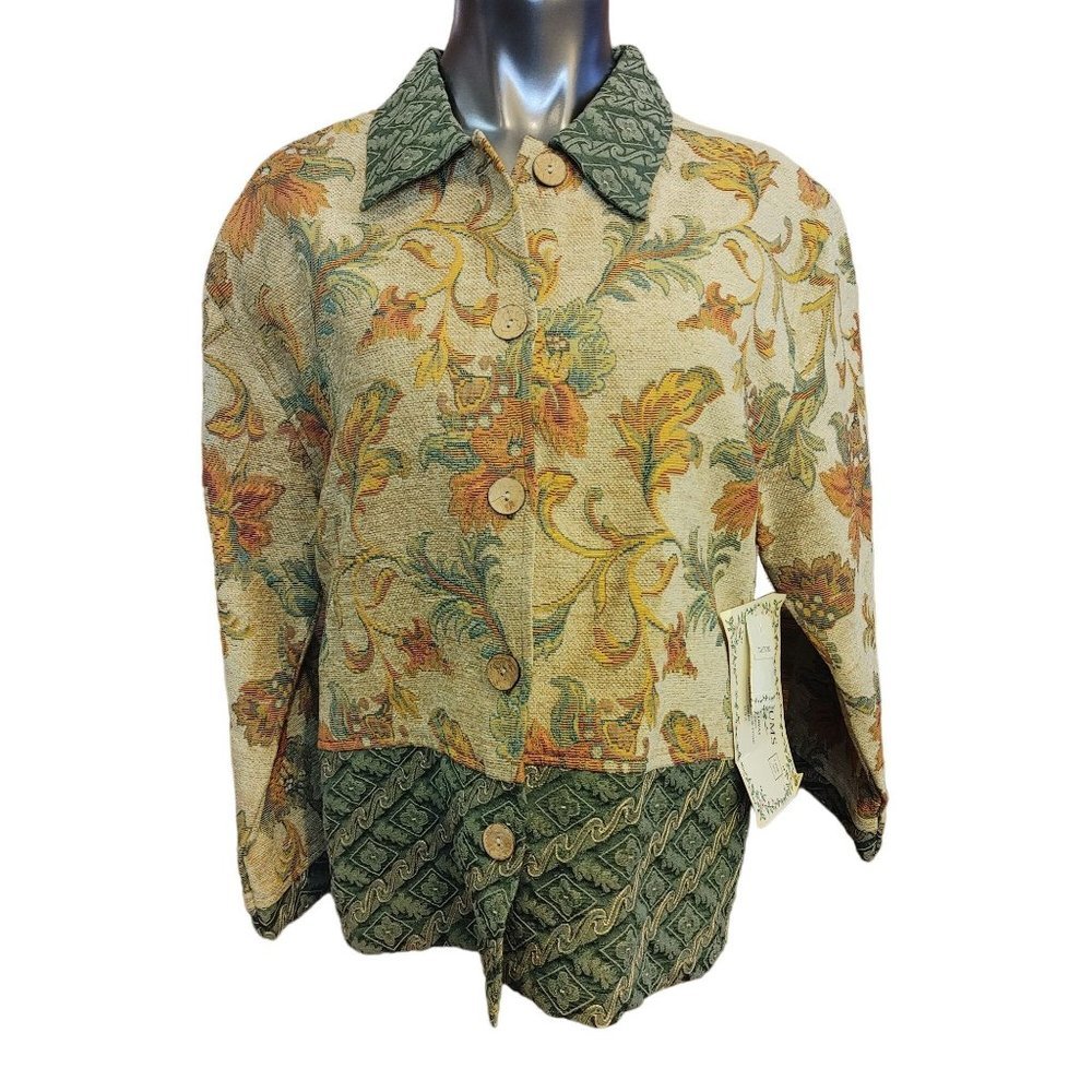 NWT Vintage TANTRUMS Womens L Floral Fall Tapestry Contrast Pattern Jacket Shirt